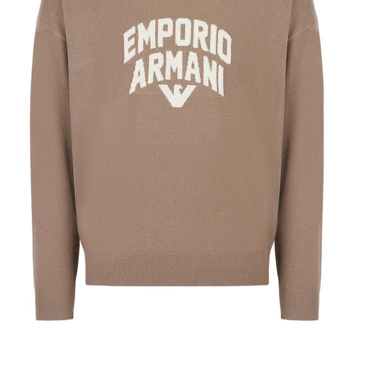Emporio Armani SS23 Logo Embroidered Crewneck Knit Sweater Oatmeal Brown Men. 3R1MXA-1MDXZ-0144 圖 7