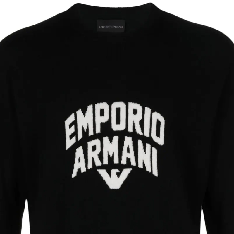 Emporio Armani SS23 Logo Embroidered Crewneck Knit Sweater  Black 3R1MXA-1MDXZ-0999 圖 7
