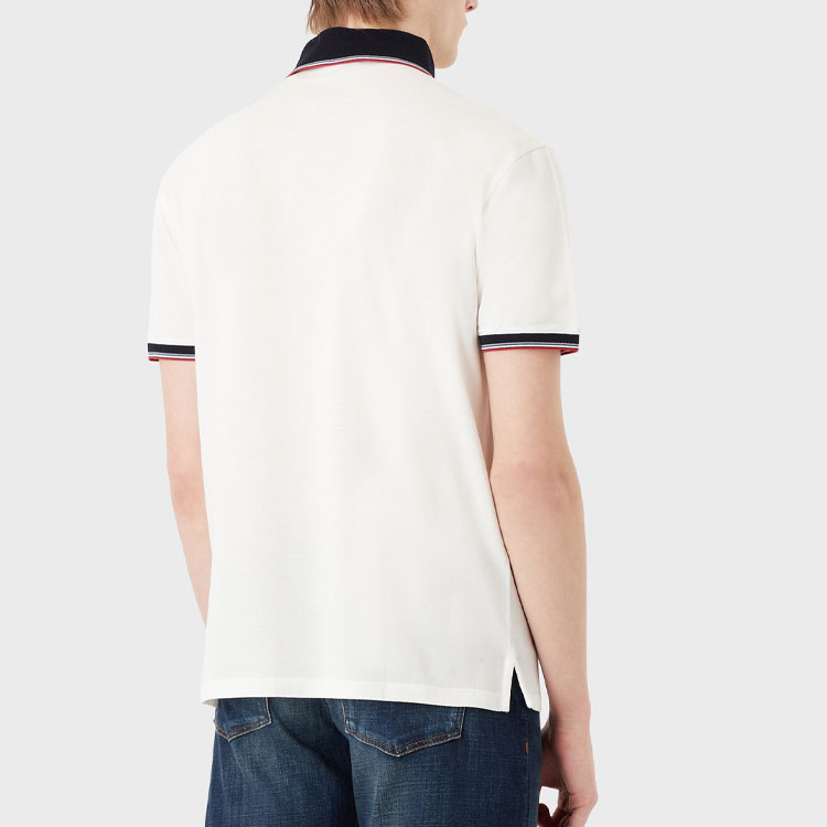 Details for EMPORIO ARMANI SS23 Logo Embroidered Short Sleeve Polo Men Off-White. 3R1F70-1JTKZ-01F9