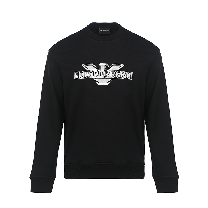 Emporio Armani SS23 Logo Print Crewneck Pullover Sweatshirt Black () 3R1MDA-1JRIZ-0999