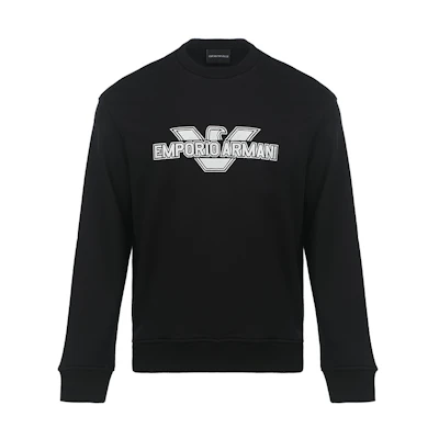 Emporio Armani SS23 Logo Print Crewneck Pullover Sweatshirt Black () 3R1MDA-1JRIZ-0999