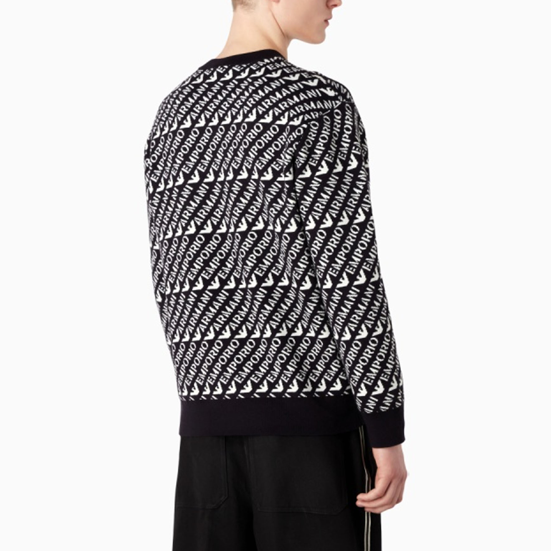 Sizing エンポリオアルマーニ SS23 ロゴプリント クルーネックスウェット ネイビー/ホワイト 6R1MU2-1MMKZ-F905