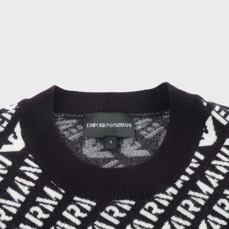 Cheap エンポリオアルマーニ SS23 ロゴプリント クルーネックスウェット ネイビー/ホワイト 6R1MU2-1MMKZ-F905