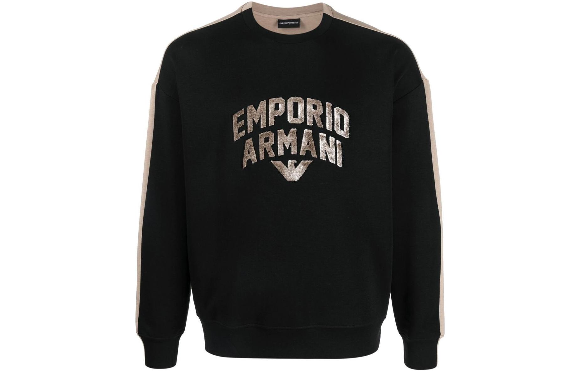 Emporio Armani SS23 Logo Print Crewneck Sweatshirt Black () 3R1MBE-1JHSZ-0087