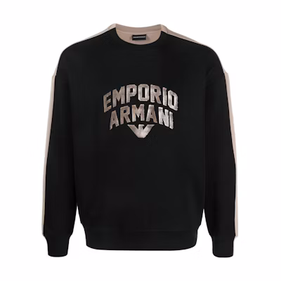 Emporio Armani SS23 Logo Print Crewneck Sweatshirt Black () 3R1MBE-1JHSZ-0087