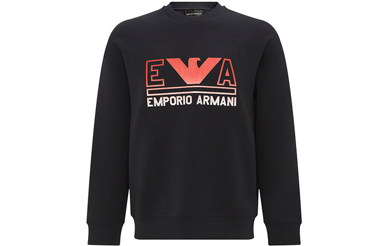 Emporio Armani SS23 Logo Print Crewneck Sweatshirt Men’s Black 3R1MBT-1JHSZ-09K3