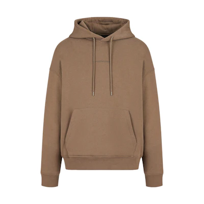 Emporio Armani SS23 Logo Print Drawstring Hoodie Men’s Light Brown 3R1MDN-1JWPZ-0440