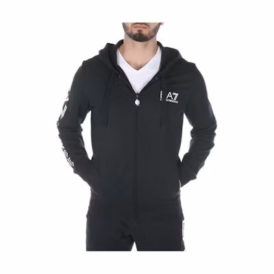 Emporio Armani SS23 Logo Print Hoodie Jacket Black 2744256-P2800-0020