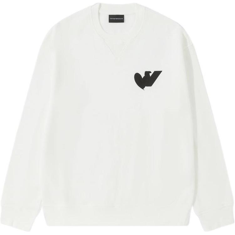 Emporio Armani SS23 Logo Print Loose Fit Crewneck Long Sleeve Sweatshirt White 6L1MB5-1JQNZ-0101