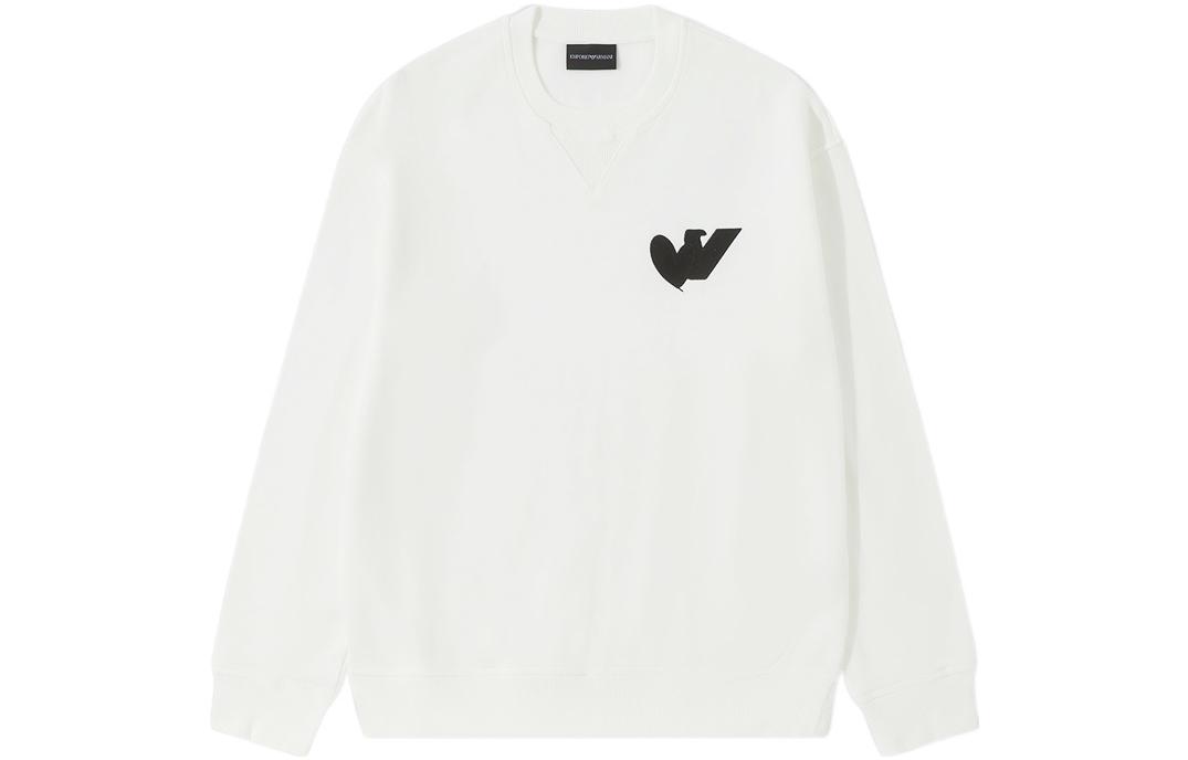 Order Emporio Armani SS23 Logo Print Loose Fit Crewneck Long Sleeve Sweatshirt White 6L1MB5-1JQNZ-0101