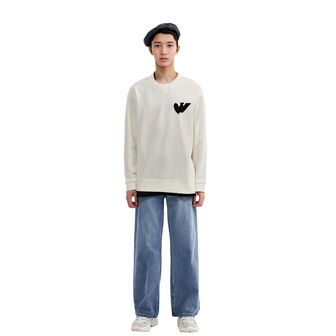 Lookbook Emporio Armani SS23 Logo Print Loose Fit Crewneck Long Sleeve Sweatshirt White 6L1MB5-1JQNZ-0101