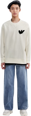 Emporio Armani SS23 Logo Print Loose Fit Crewneck Long Sleeve Sweatshirt White 6L1MB5-1JQNZ-0101 Lookbook Emporio Armani SS23 Logo Print Loose Fit Crewneck Long Sleeve Sweatshirt White 6L1MB5-1JQNZ-0101
