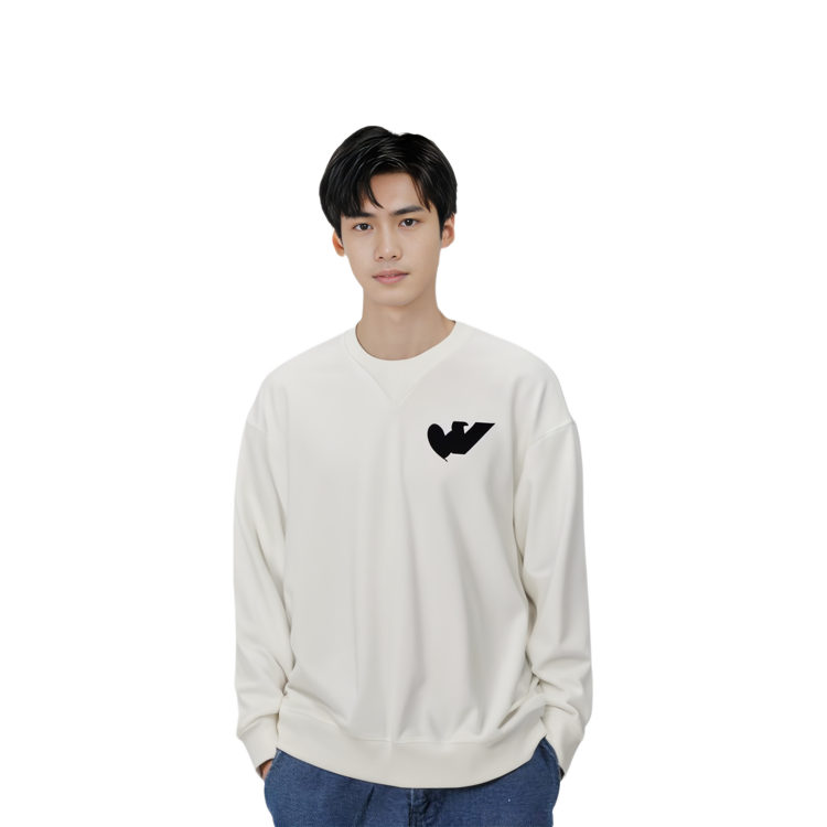 Shop Emporio Armani SS23 Logo Print Loose Fit Crewneck Long Sleeve Sweatshirt White 6L1MB5-1JQNZ-0101