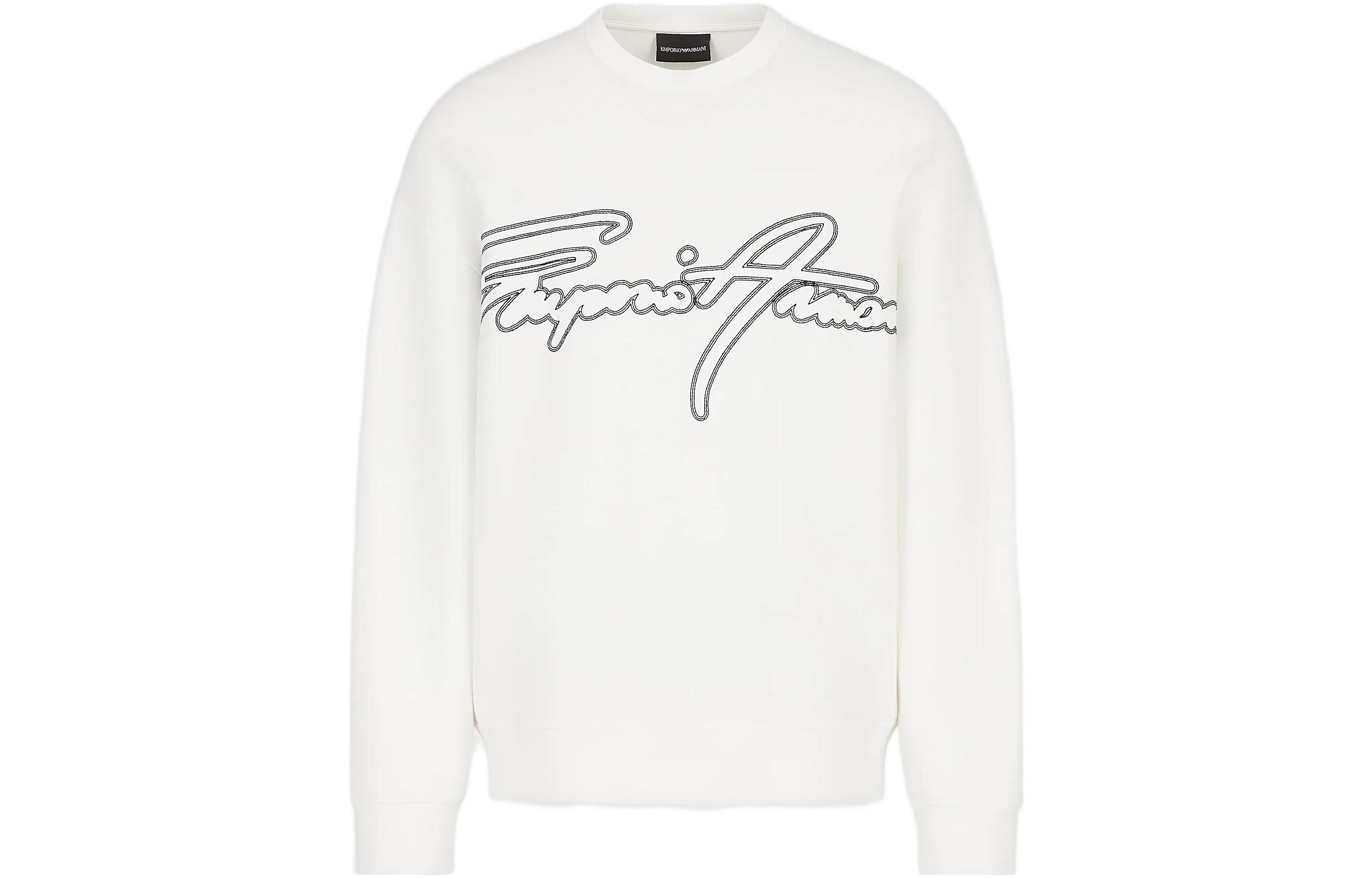 Emporio Armani SS23 Logo Print Pullover Sweatshirt Men’s White 3R1MDK-1JHSZ-0101