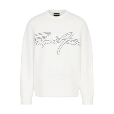 Emporio Armani SS23 Logo Print Pullover Sweatshirt Men’s White 3R1MDK-1JHSZ-0101