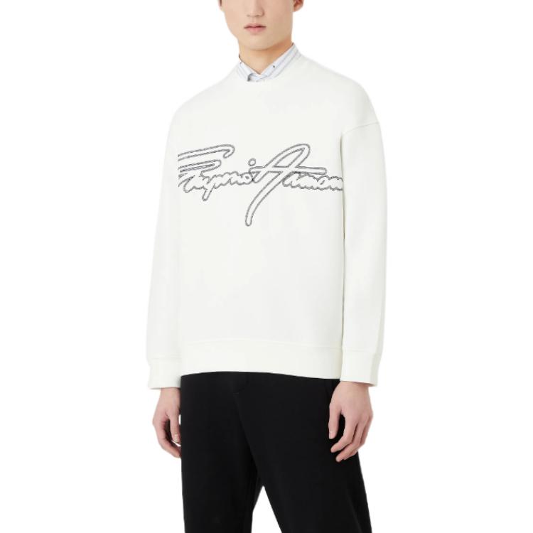 Emporio Armani SS23 Logo Print Pullover Sweatshirt Men’s White 3R1MDK-1JHSZ-0101 圖 4