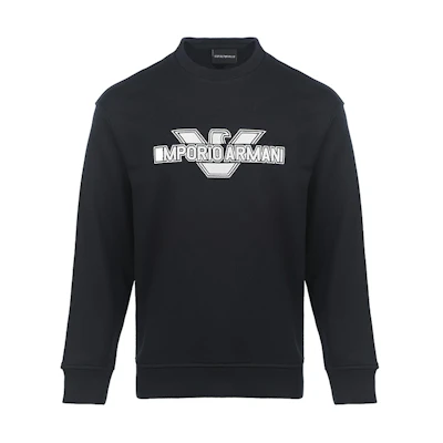 Emporio Armani SS23 Logo Printed Crewneck Sweatshirt in Navy 3R1MDA-1JRIZ-0920