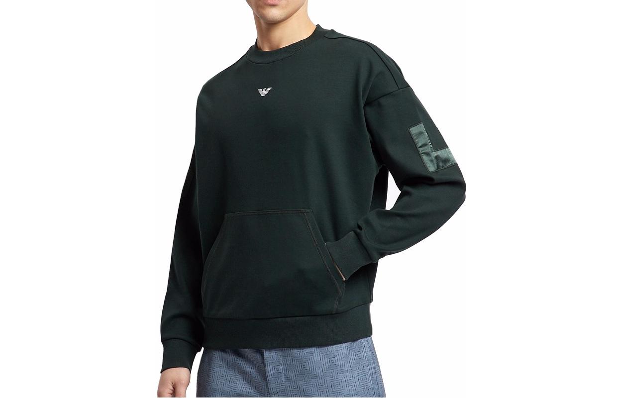 Emporio Armani SS23 Loose Fit Long Sleeve Graphic Sweatshirt Dark Green 3G1M96-JSQZ-0537