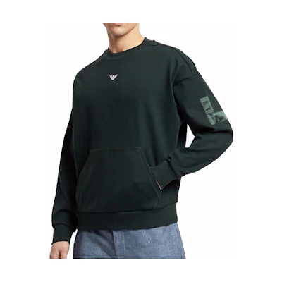 Emporio Armani SS23 Loose Fit Long Sleeve Graphic Sweatshirt Dark Green 3G1M96-JSQZ-0537