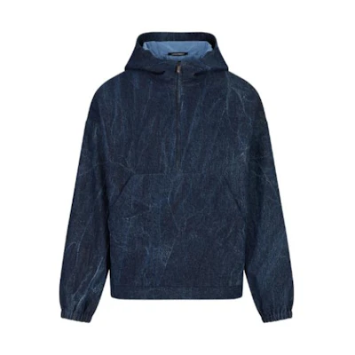 Emporio Armani SS23 Marble Print Casual Hoodie - Denim Blue D41R07-D1004-0918