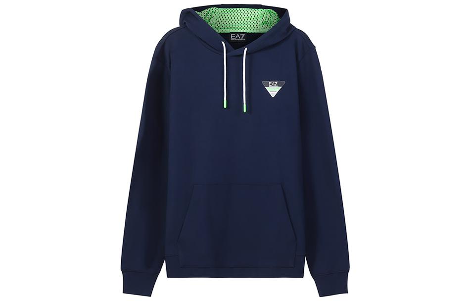 Emporio Armani SS23 Navy Blue Hoodie with Eagle Logo Print 6LPM72-PJEQZ-1554