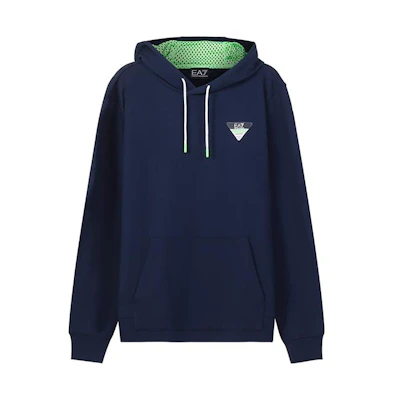 Emporio Armani SS23 Navy Blue Hoodie with Eagle Logo Print 6LPM72-PJEQZ-1554
