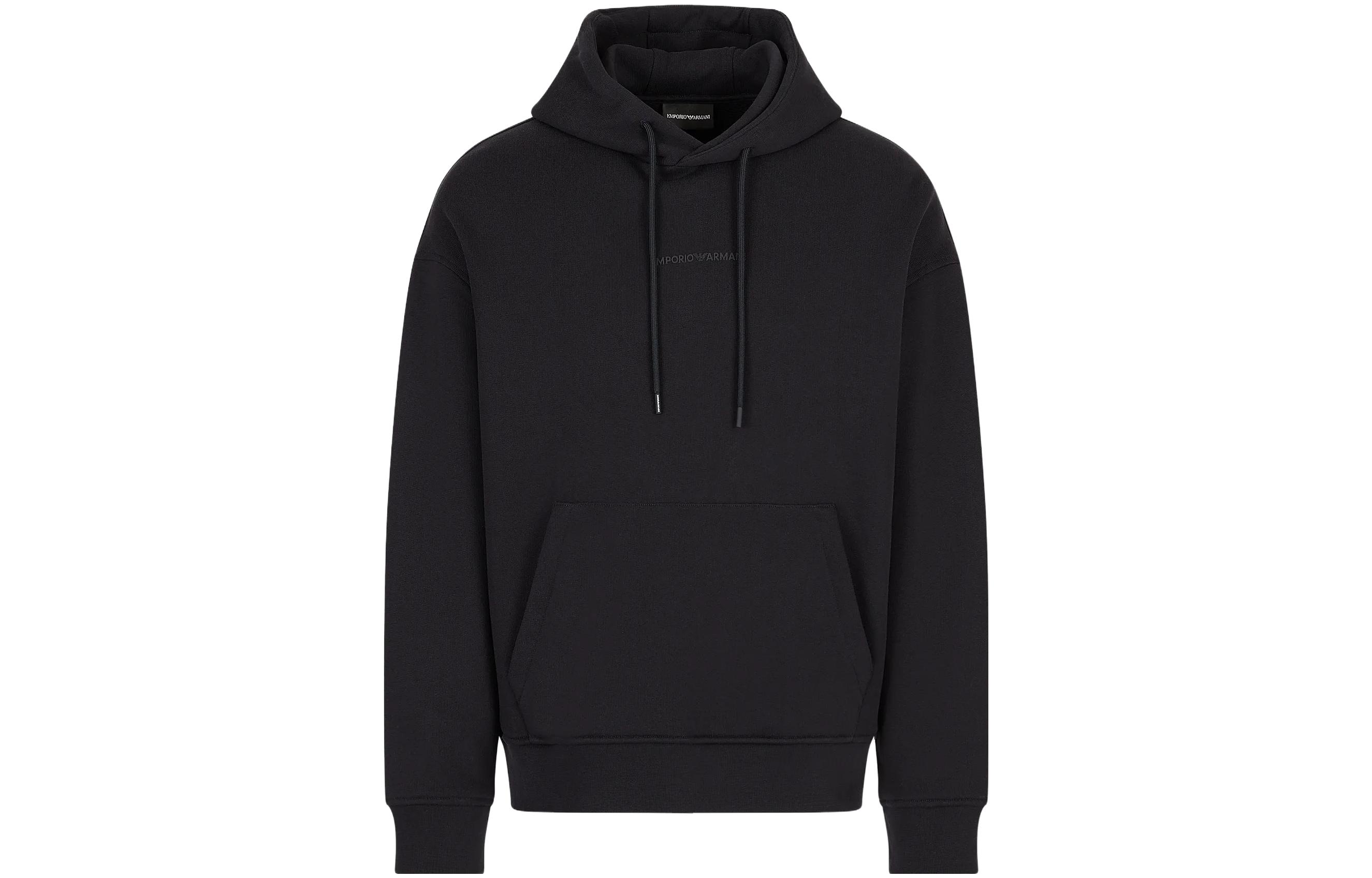 Emporio Armani SS23 Navy Blue Hoodie with Logo Print and Drawstring 3R1MDN-1JWPZ-0920