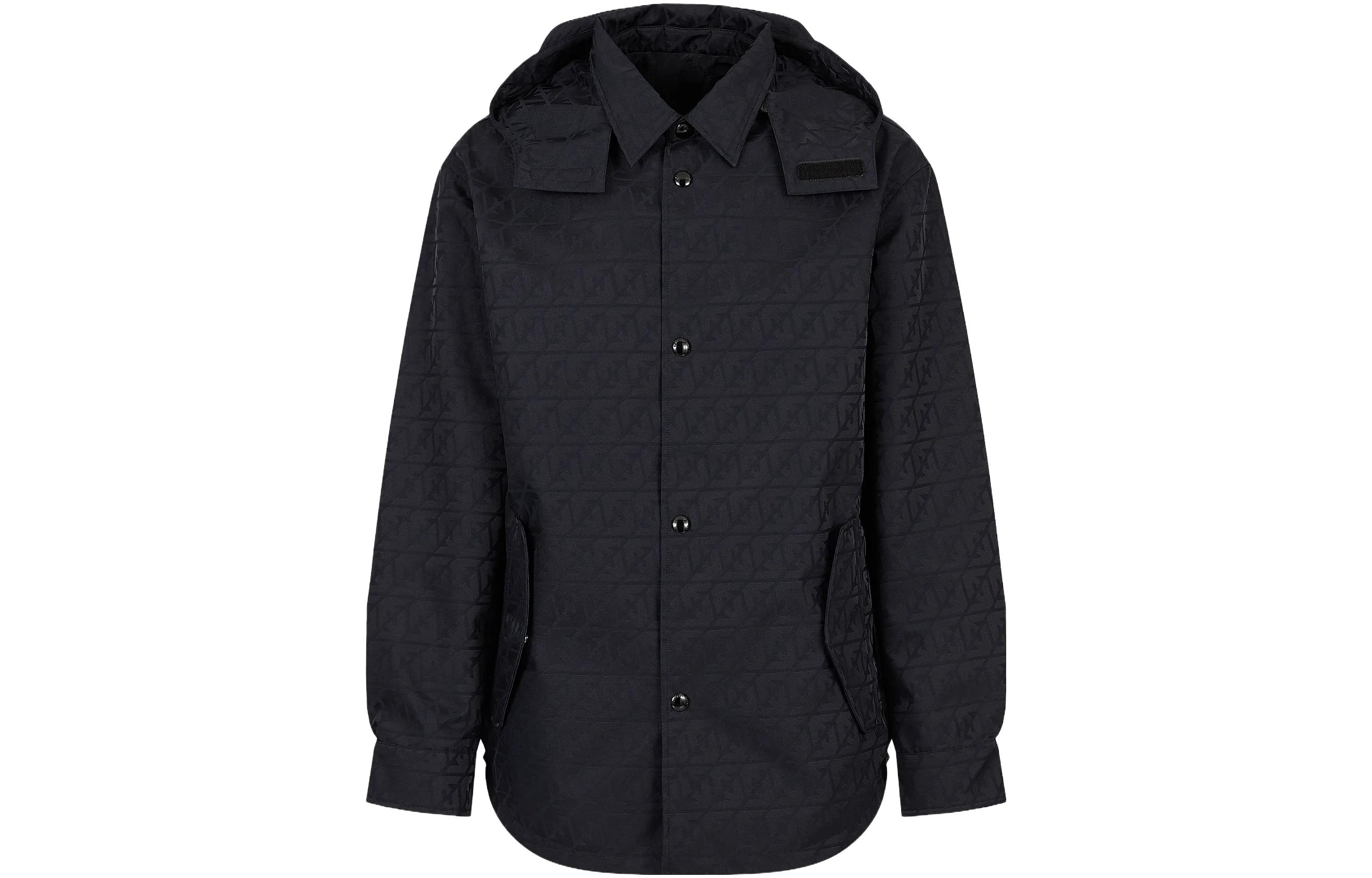 Emporio Armani SS23 Navy Blue Solid Button-Up Hooded Jacket for Men 3R1BQ81-NSZZ1-0920