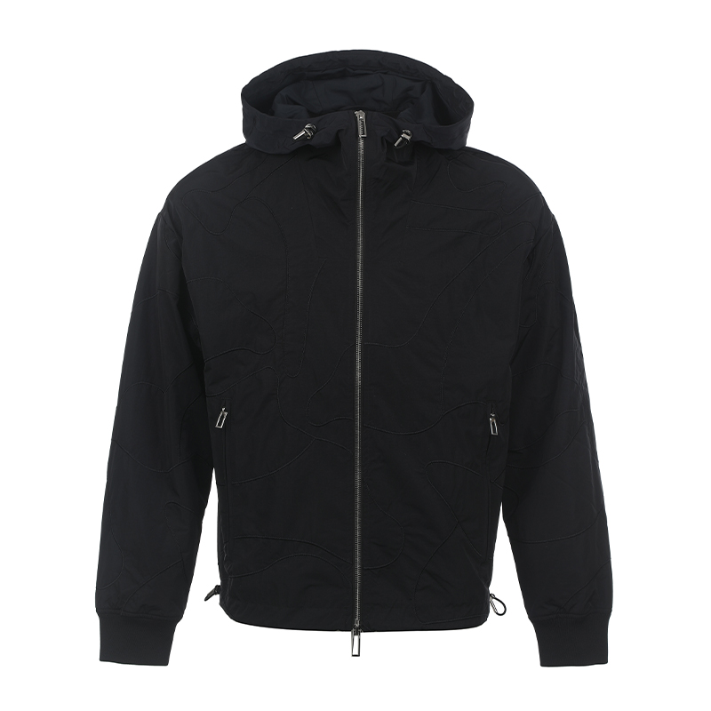 Emporio Armani SS23 Navy Hooded Jacket with Zippered Side Pockets 3R1BS5-1NNFZ-0920