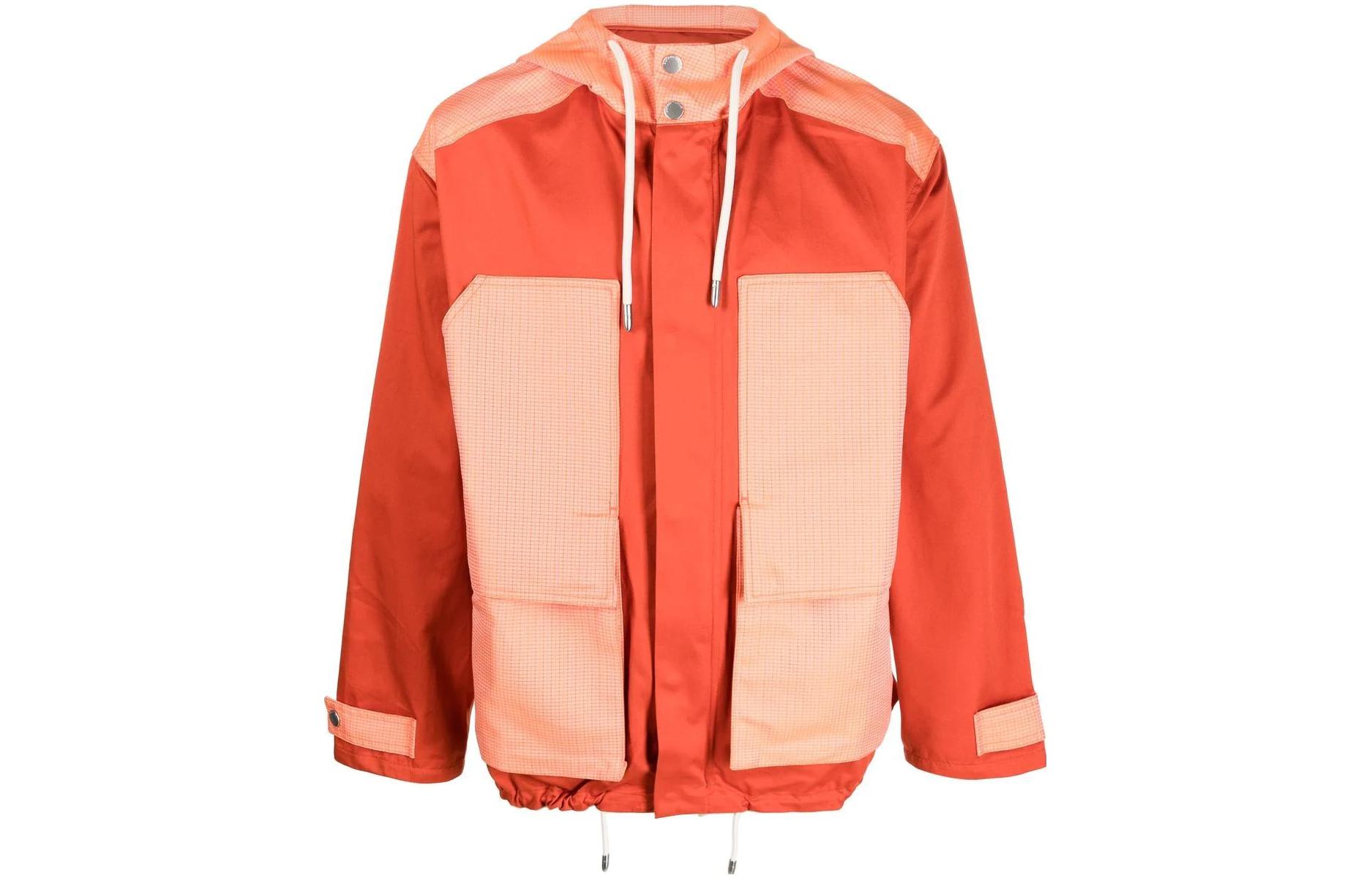 Emporio Armani SS23 Orange Hooded Jacket with Patchwork Design 3R1B6C-1NW0Z-0265