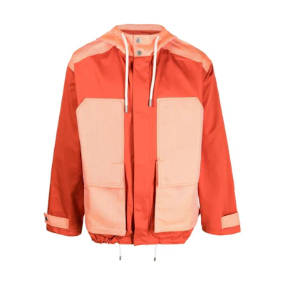 Emporio Armani SS23 Orange Hooded Jacket with Patchwork Design 3R1B6C-1NW0Z-0265
