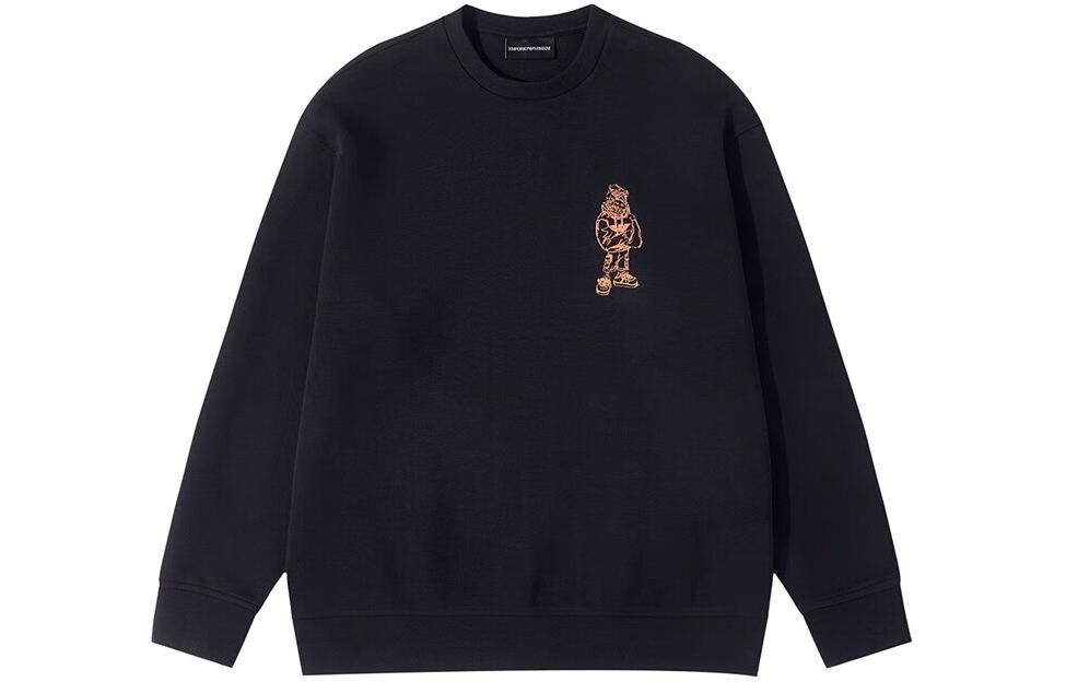 Emporio Armani SS23 Pattern Print Navy Blue Loose Pullover Sweatshirt Men 3R1MDM-1JHSZ-0920