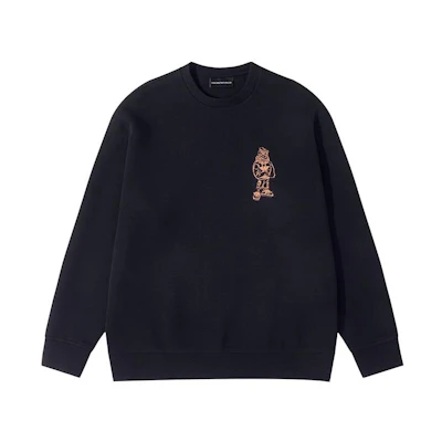 Emporio Armani SS23 Pattern Print Navy Blue Loose Pullover Sweatshirt Men 3R1MDM-1JHSZ-0920