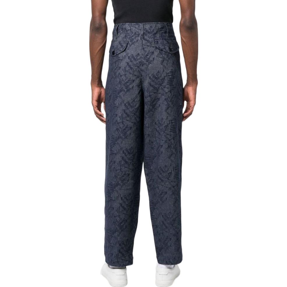 Shop Emporio Armani SS23 男士藍色直筒休閒褲條紋款式 3R1P6V-1NV4Z-0920