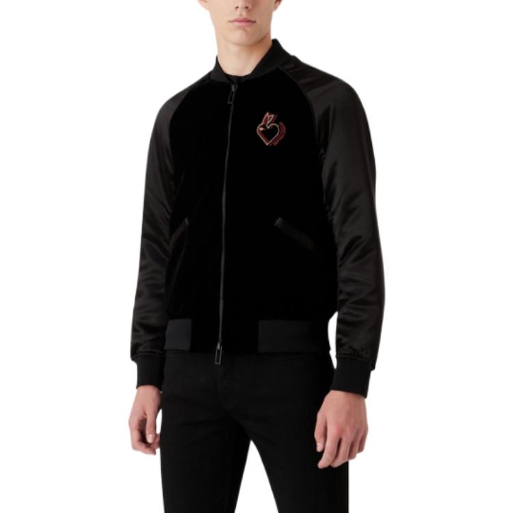 Purchase EMPORIO ARMANI SS23 兔子刺繡緞面飛行夾克 男款 黑色 3R1BD5-1NSAZ-0999