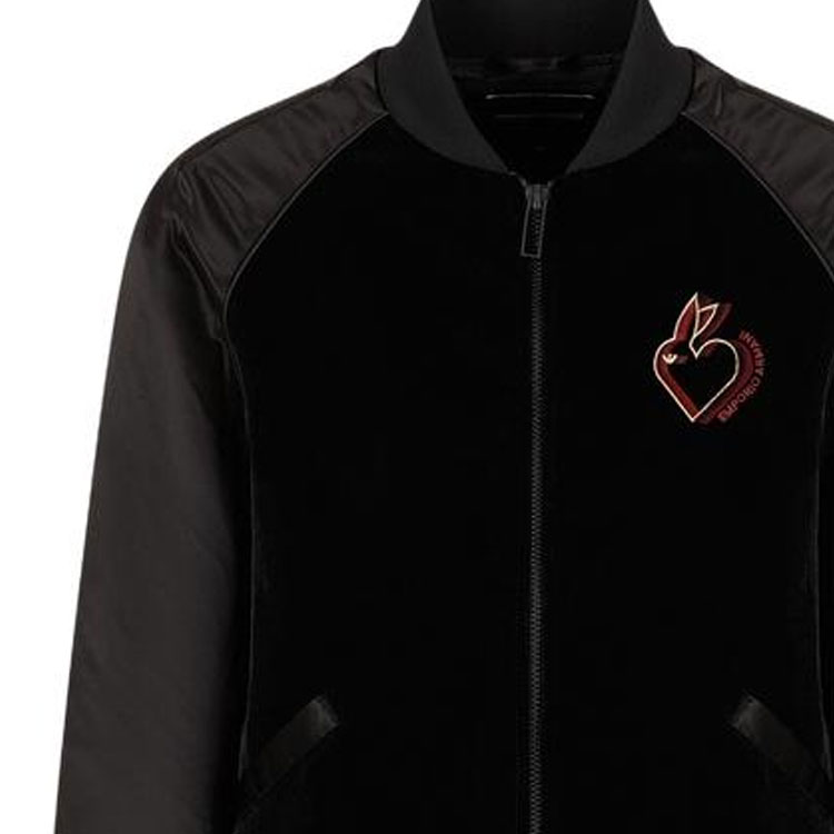 Details for EMPORIO ARMANI SS23 兔子刺繡緞面飛行夾克 男款 黑色 3R1BD5-1NSAZ-0999