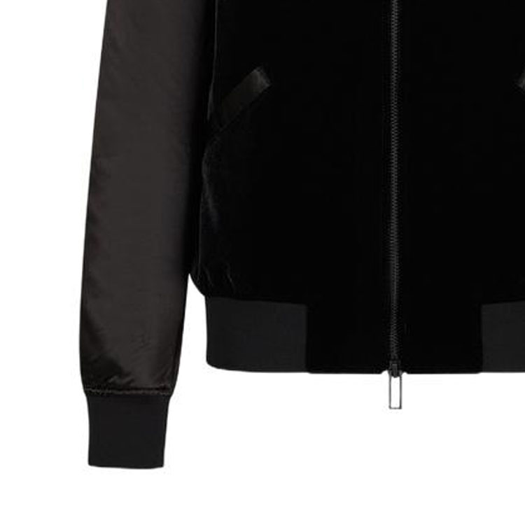 Sizing EMPORIO ARMANI SS23 兔子刺繡緞面飛行夾克 男款 黑色 3R1BD5-1NSAZ-0999