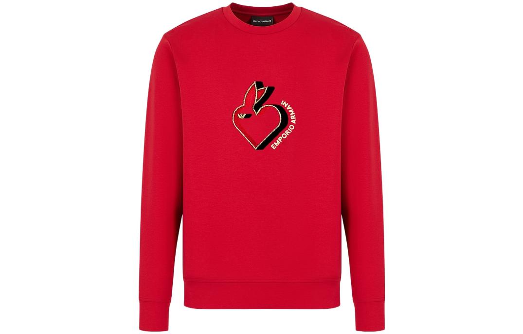 Emporio Armani SS23 Red Sweatshirt Lunar New Year Rabbit Embroidery 3R1MBJ-1JHSZ-0357