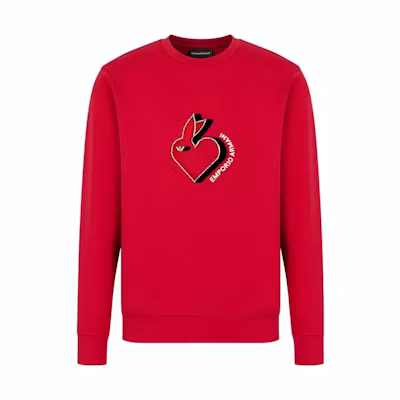 Emporio Armani SS23 Red Sweatshirt Lunar New Year Rabbit Embroidery 3R1MBJ-1JHSZ-0357