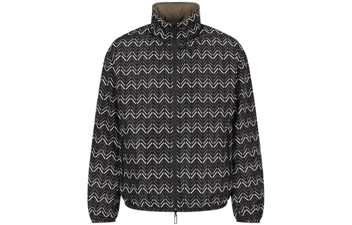 Emporio Armani SS23 Reversible Herringbone Long-Sleeve Jacket  Black 3R1BR7-1NTDZ-F744