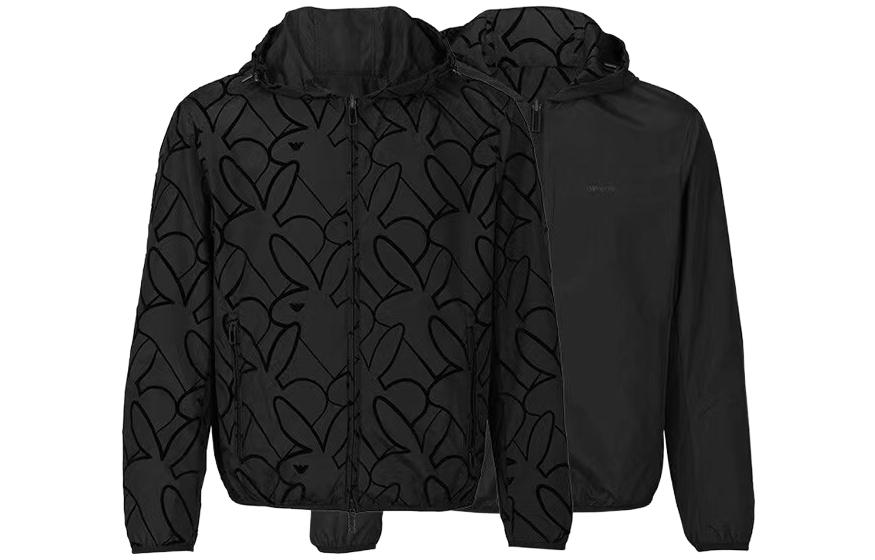 Lookbook Emporio Armani SS23双面连帽夹克 黑色兔年印花外套. 3R1BD4-1NRZZ-F062
