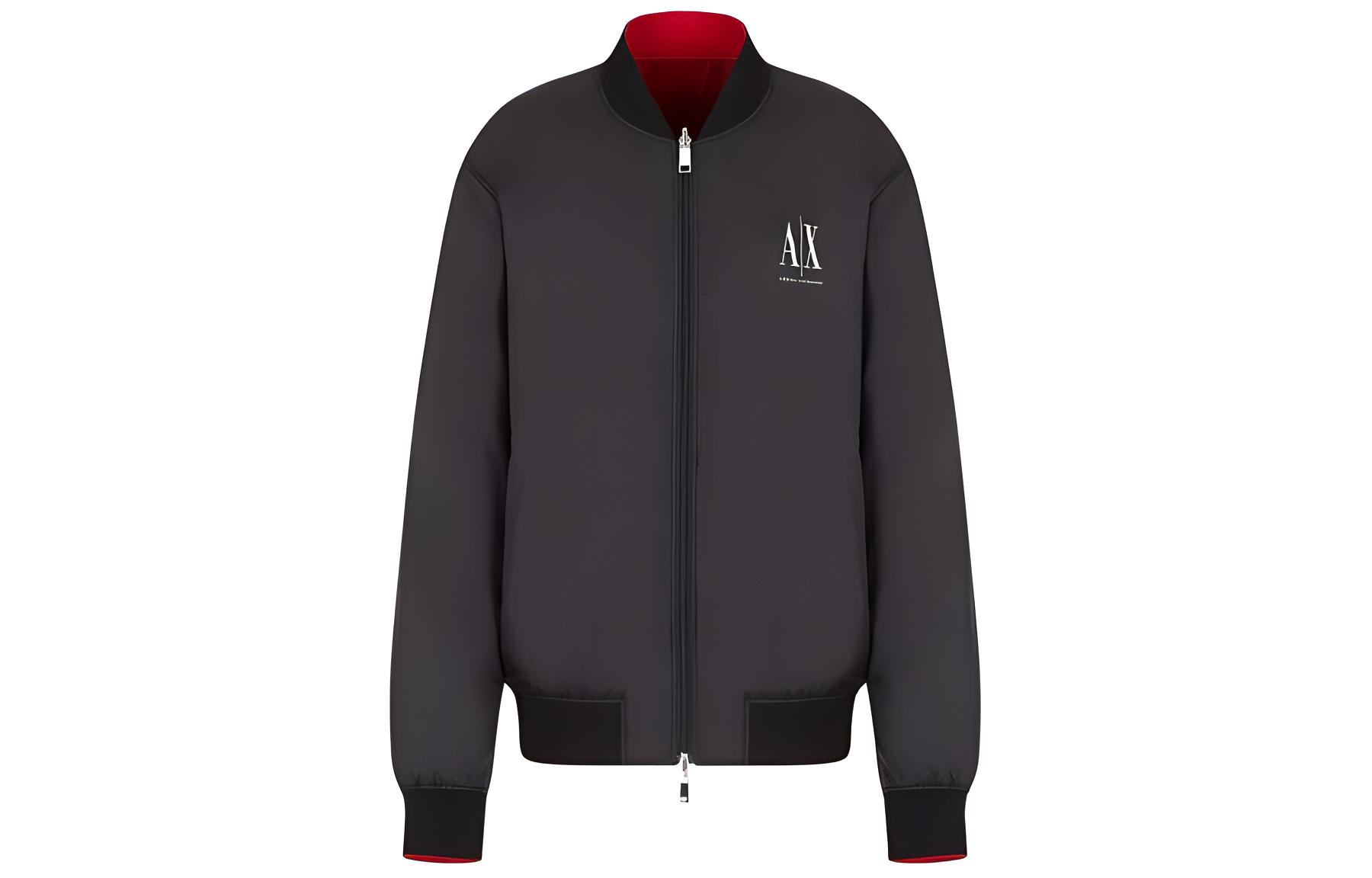 Emporio Armani SS23 Reversible Letter Print Bomber Jacket Black 6HZB14-ZNKAZ-7285