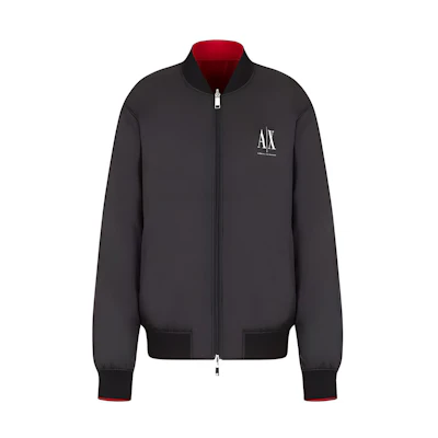 Emporio Armani SS23 Reversible Letter Print Bomber Jacket Black 6HZB14-ZNKAZ-7285