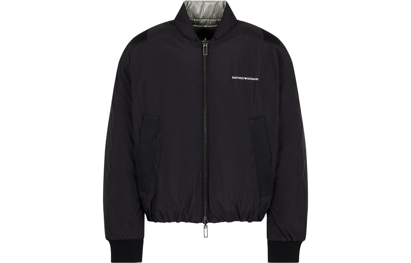 Order EMPORIO ARMANI SS23 Jaket Puff Logo Boleh Balik Hitam 6R1B84-1NHMZ-0066