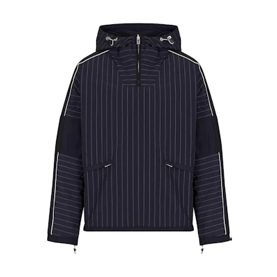 Emporio Armani SS23 Reversible Striped Hooded Jacket Blue Men 3R1BR9-1NVXZ-0920
