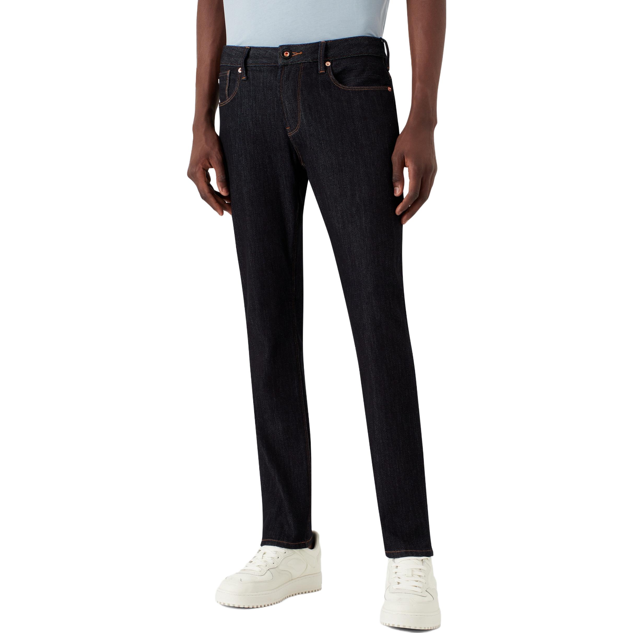 Shop EMPORIO ARMANI SS23 Seluar Jeans Slim Fit Rendah Lurus Lelaki Biru Gelap 3R1J06-1DPXZ-0941