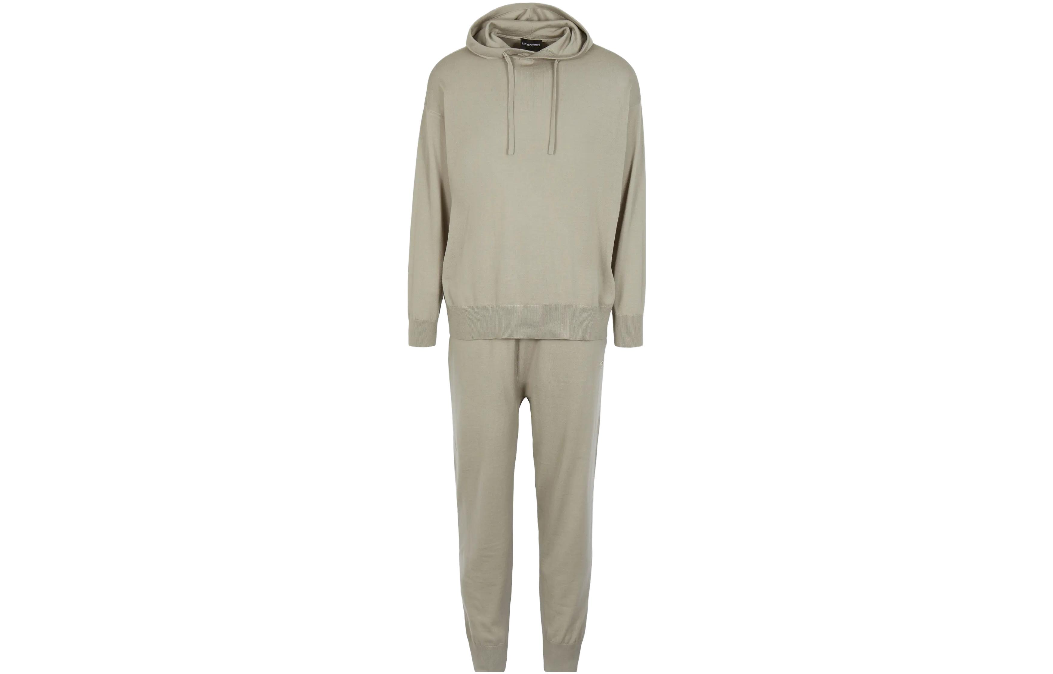 Emporio Armani SS23 Solid Color Hoodie and Sweatpants Set Light Beige 6R1VXX-1MAYZ-0643