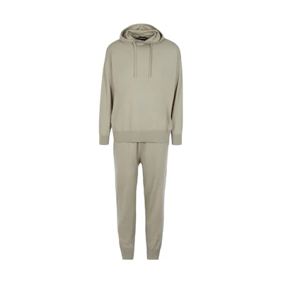 Emporio Armani SS23 Solid Color Hoodie and Sweatpants Set Light Beige 6R1VXX-1MAYZ-0643
