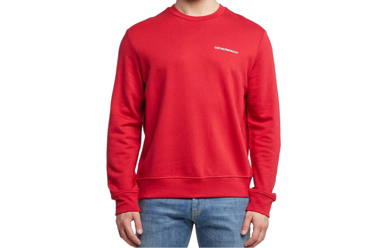 Emporio Armani SS23 Solid Color Red Crewneck Long Sleeve Sweatshirt 3L1MFZ-1JRIZ-0357