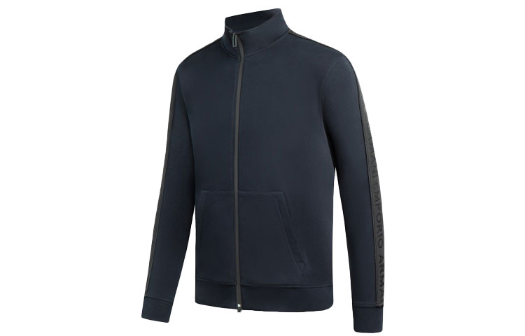 Shop Emporio Armani SS23 男士长袖 logo织带拉链夹克外套 3R1MBA-1JHSZ-0101
